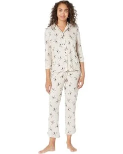 HUE Cozy Glasses Brushed Loose Knit Button-Up Pajama Set
