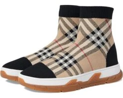 Burberry Kids Vintage Check Stretch Knit Sock Sneakers (Toddler/Little Kid)