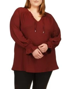 MICHAEL Michael Kors Plus Size Solid Raglan Peasant Tunic
