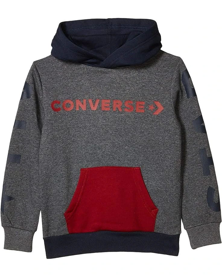 Converse Kids Wordmark Fleece Color Block Pullover Hoodie (Little Kids) 3 Converse Kids Wordmark Fleece Color Block Pullover Hoodie (Little Kids)