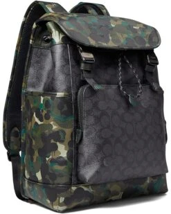 COACH League Flap Backpack In Signature With Camo Print Leather