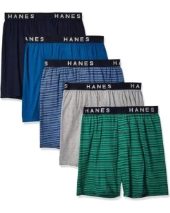 Hanes Men's 5-Pack Ultimate Dyed Exposed Waistband Knit Boxer With ComfortFlex Waistband - Assorted Colors