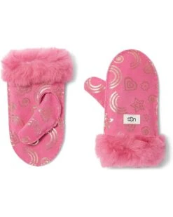 UGG Kids Water Resistant Sheepskin Love Print Mittens (Toddler/Little Kids)