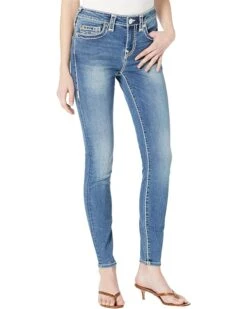 True Religion Halle Mid-Rise Super Skinny Super T In Medium Wash