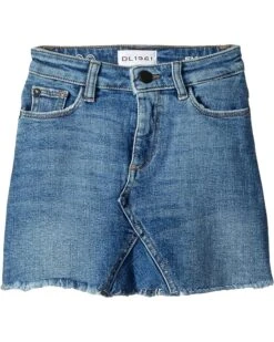 DL1961 Kids Mid Wash Minnie Skirt In Blue Rose (Big Kids)