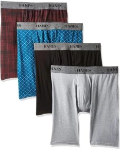 Hanes Men's 4-Pack Ultimate Stretch Long Leg Boxer Brief